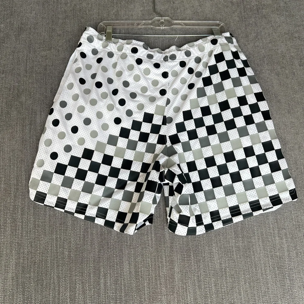 Jordan Legacy AJ3 Shorts Men Large White Black Check Polka Dot Mesh Standard Fit